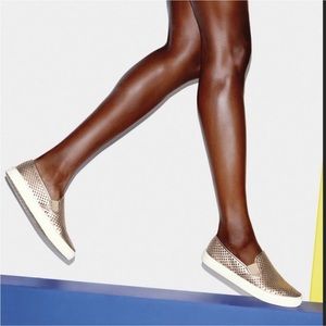 Tory Burch gold perforated jesse sneaker